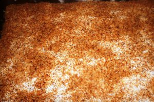 Prajitura cu crema de mascarpone si cocos prajit