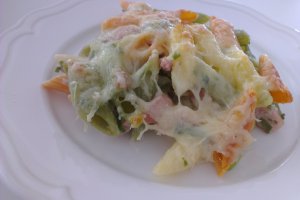Penne cu bacon al forno