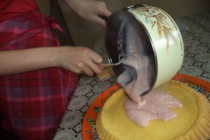 Tarta cu budinca si capsuni