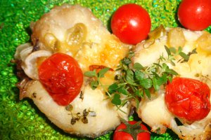 Salau ,, en papillote'' cu mozzarela si cimbrisor