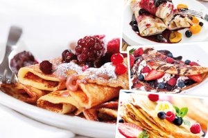 Clătite cu cremă de brânză şi dulceaţă