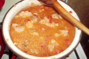 Pilaf de orez cu pulpa de porc