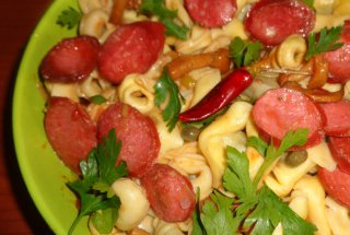 Tortellini cu ciuperci si carnaciori