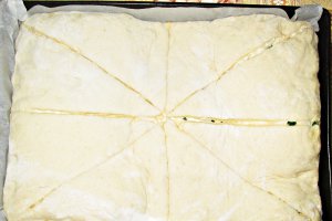 Kombe - placinta cu telemea si ceapa verde