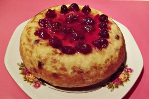 Budinca de orez cu visine si nuca de cocos
