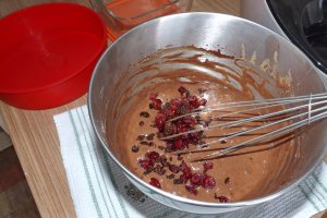 Tort de ciocolata cu fructe deshidratate si crema rapida