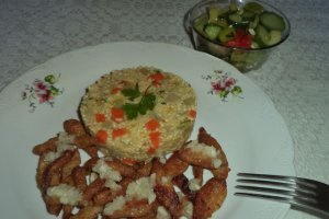 Pilaf din mei cu soia prajita si mujdei de usturoi
