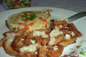 Pilaf din mei cu soia prajita si mujdei de usturoi
