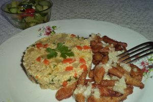 Pilaf din mei cu soia prajita si mujdei de usturoi