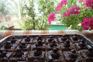 Deliciu cu nuca, ciocolata si visine