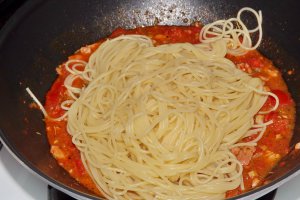 Spaghete cu somon afumat