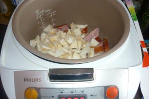 Mancare de linte cu costita afumata - Multicooker