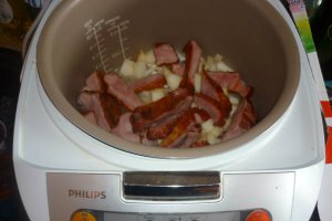Mancare de linte cu costita afumata - Multicooker