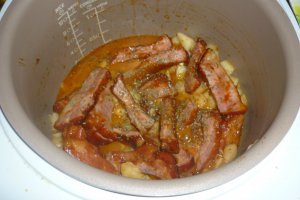 Mancare de linte cu costita afumata - Multicooker