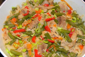 Muschiulet de porc cu orez si legume