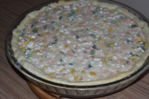 Quiche cu somon si porumb