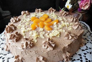 Tort cu ganache de ciocolata, mascarpone si mandarine