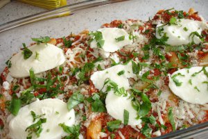 Penne la cuptor cu cu mozzarella si rosii