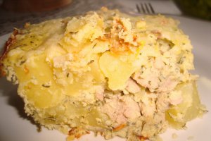 Sufleu cu cartofi si pulpa de porc