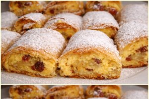 Reteta simpla si delicioasa de strudel cu branza si stafide