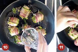 Rulouri din piept de pui, cu bacon si carnaciori (Reteta video)