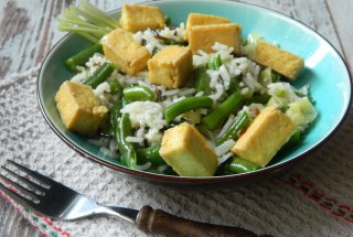 Orez cu tofu si fasole verde