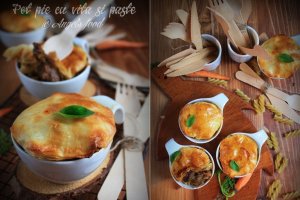 Pasta Pot Pie~sau~Tocanita de vitel cu paste sub capac de foietaj
