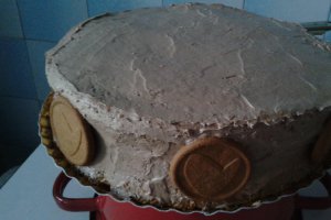 Tort cu blat de nuca si crema de ciocolata si lamaie