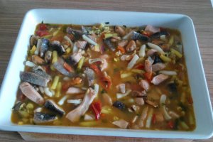 Paella cu fructe de mare si peste