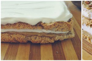 Desert prajitura cu crema de ness, frisca si nuci