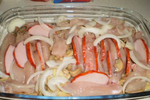 Piept de pui la cuptor cu muschi file afumat si ciuperci