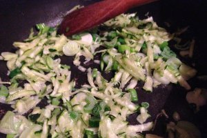 Cous cous cu ceapa verde si carne de curcan in sos de bulion