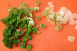 Spaghete cu ceapa verde si ciuperci