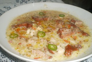 Ciorba de legume cu bacon afumat si tarhon