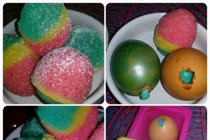 Prajitura tricolora in oua de Paste