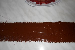 Tort cu jeleu de capsuni si crema de ciocolata