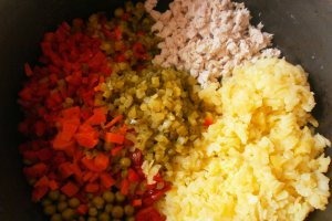 Salata de legume cu piept de pui si maioneza