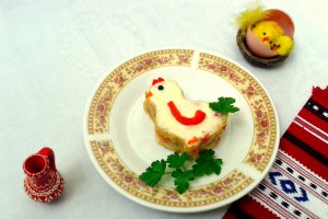 Salata de legume cu piept de pui si maioneza