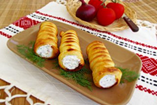 Rulouri aperitiv, cu crema de branza