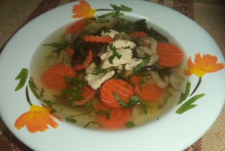 Supa dietetica cu pui,praz si pleurotus