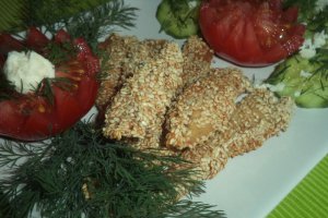Piept de pui in crusta de susan la cuptor