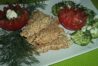 Piept de pui in crusta de susan la cuptor