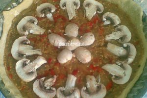 Tarta cu ciuperci,vinete si ardei copt