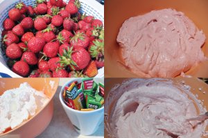 Tortulete din waffe si crema de capsuni  cu green sugar