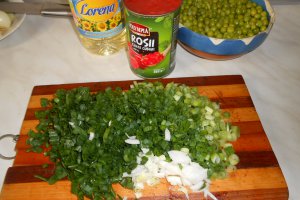 Mazare cu ceapa verde si rosii