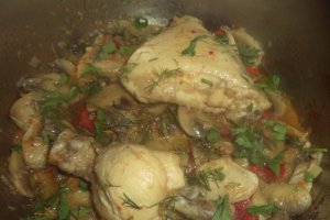 Pui cu ciuperci caramelizate