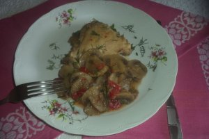 Pui cu ciuperci caramelizate