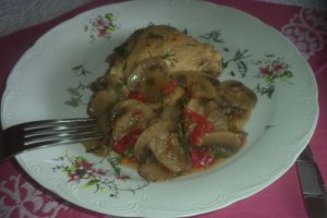 Pui cu ciuperci caramelizate
