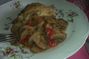 Pui cu ciuperci caramelizate