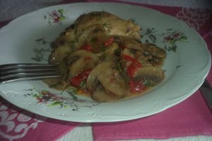 Pui cu ciuperci caramelizate